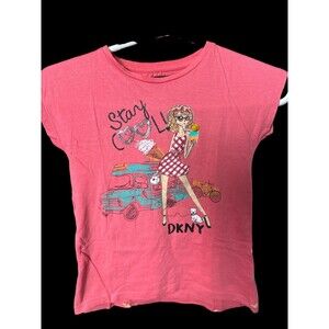 DKNY Short Sleeve T-Shirt Pink Embellished Gymboree White Embellished 6/7